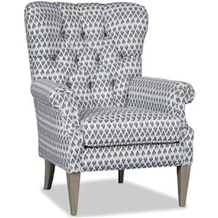 Transitional Button Tufted Chair with Rolled Arms